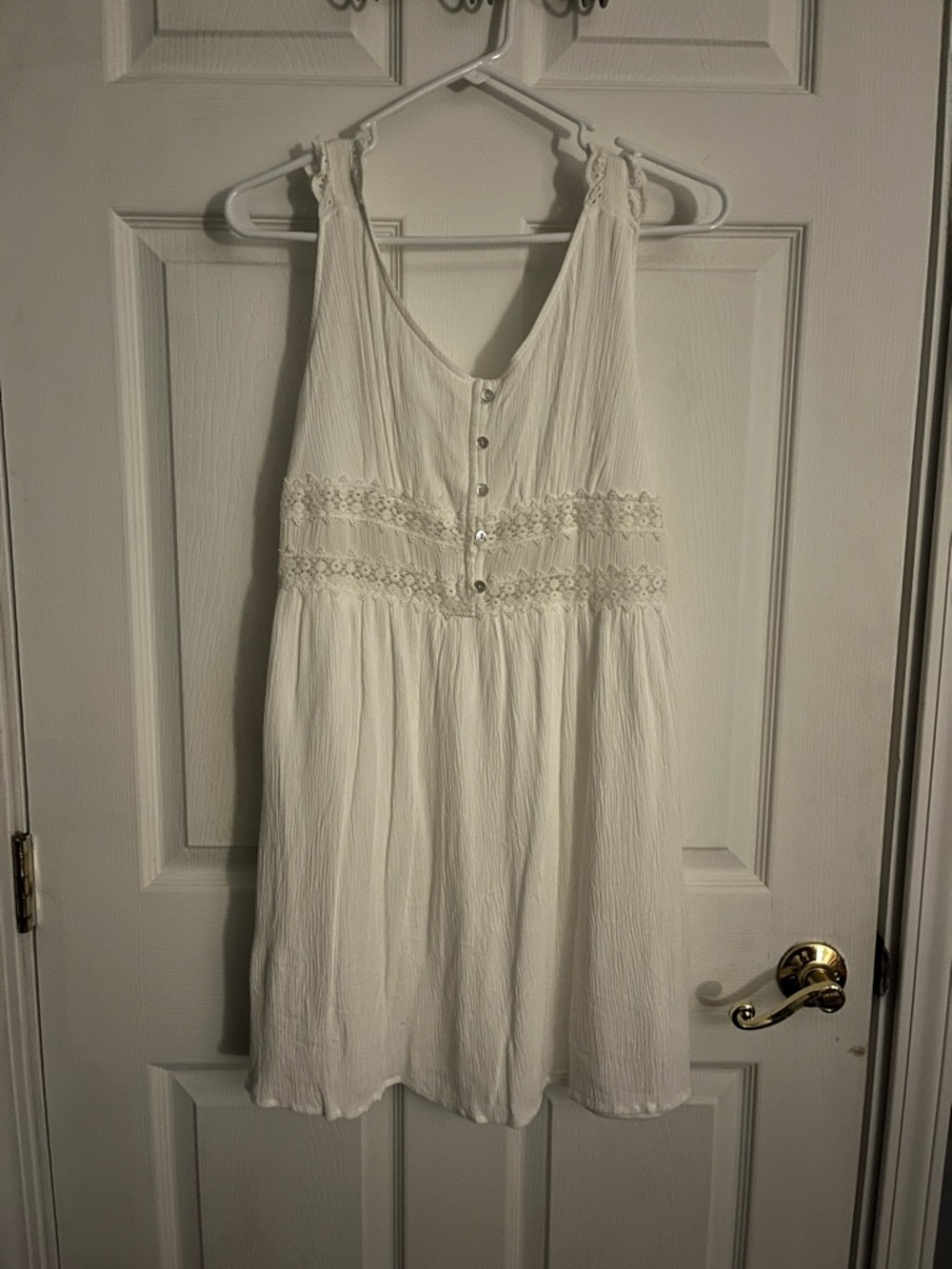 Ivory Crochet Waist Button-Front Sundress